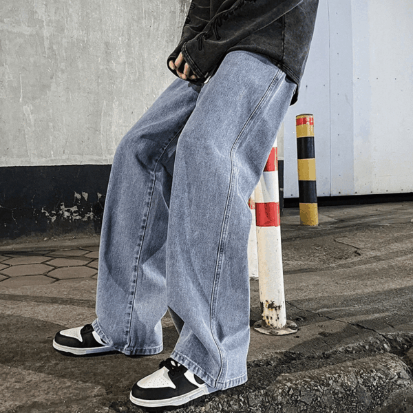 Streetwear Loose Jeans Men Loose Straight Wide Leg Pants Men's