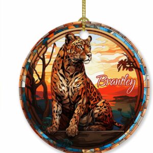 Personalized Leopard Christmas Ornament